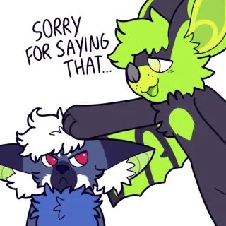 😒 6ddebc5a SORRY FOR SAYING THAT... извинение, мультфильм, животные, летучая мышь, пушистый telegram sticker