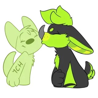 😙 7301105b YCH Фурри, Антро, Поцелуй, Милый, Животное telegram sticker