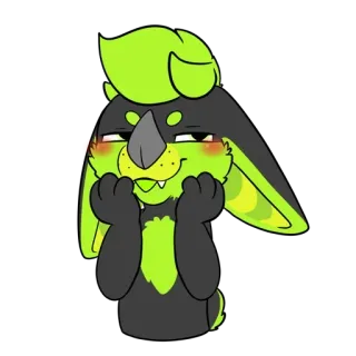 ☺️ 7cda2253 Фурри, Животное, Мультфильм, Зеленый, Черный telegram sticker