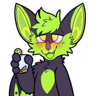 🥃 843ed1d5 Фурри, Животное, Антропоморфный, Летучая мышь, Лайм, Напиток telegram sticker