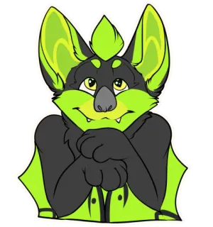 ❤️ 853c01b9 летучая мышь, пушистый, мультик, животное, милый, неоновый зеленый telegram sticker