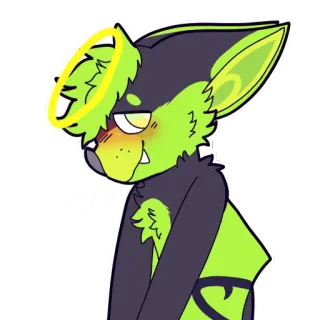 😇 90be59d4 Мультфильм, Фурри, Животное, Зеленый, Черный telegram sticker