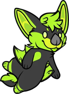 🥖 96b8f67f стикер, животное, мультфильм, милый, пушистый, зеленый, черный telegram sticker