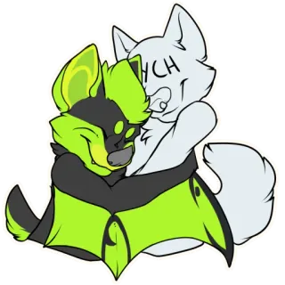 🥰 b6a1885a YCH Фурри, Антро, Объятие, Животное, Мультфильм telegram sticker