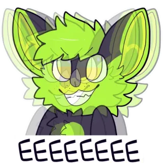 ⏰ cd728cb0 EEEEEEEEE летучая мышь, мультик, выражение, неоновый зеленый telegram sticker