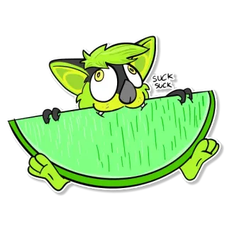 😬 f3b5bf40 SUCK SUCK Фурри, Лайм, Фрукт, Мультфильм, Животное, Милый, Монстр telegram sticker