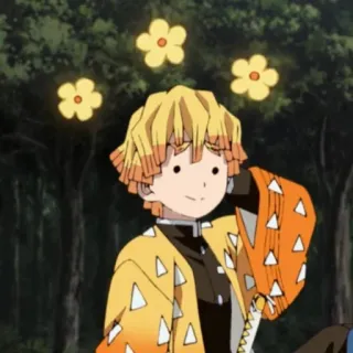 🖤 1fb34689 Zenitsu Agatsuma Demon Slayer anime, zenitsu, demon slayer, flowers, funny, cartoon telegram sticker