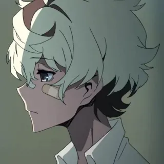 🖤 27095fc5 anime, boy, bandage, sad, white hair, character telegram sticker