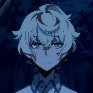 🖤 4883ae53 anime, boy, white hair, character, sad, serious telegram sticker
