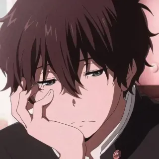 🖤 ae383689 anime, boy, sad, tired, manga, character telegram sticker