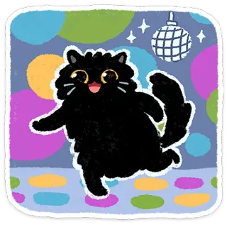 🕺 871844cf kot, taniec, disco, impreza, zwierzę, słodki, naklejka telegram sticker