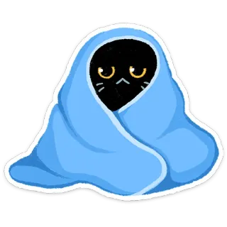 🥶 41719c72 고양이, 담요, 귀여운, 동물, 카와이, 졸린, 애완동물 telegram sticker