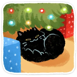 😴 4be3679f 고양이, 크리스마스, 선물, 나무, 휴일, 애완동물, 동물 telegram sticker