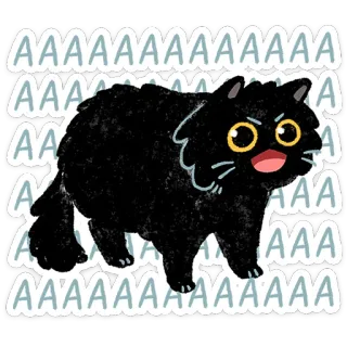 🗣 6298a787 AAAAAAAAAAAAA 고양이, 검은 고양이, 화난, 밈, 웃긴, 소리 지르는, AAAAAAA telegram sticker