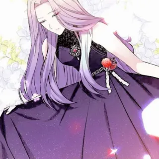 ✨ 6ab07f64 여자, 드레스, 가운, 애니메이션, 만화, 여성, 보라색 드레스, 우아한 telegram sticker