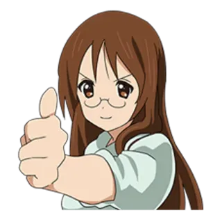 🔹 52bbe160 anime, girl, thumbs up, glasses, positive, cute, cheerful telegram sticker
