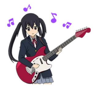 🔹 cc7dc53b Azusa Nakano K-On! anime, girl, music, guitar, cute telegram sticker