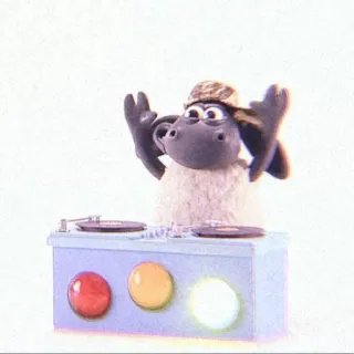 🧸 0a413a99 Shaun the Sheep pecora, DJ, musica, giradischi, cartone animato, claymation whatsapp sticker
