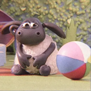 ☁️ 4f95cde8 Shaun Shaun the Sheep Shaun, vita da pecora, Pecora, Cartone animato, Animale, Triste, Beach ball whatsapp sticker