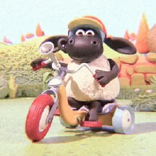 🍫 51fa64cf Shaun the Sheep pecora, cartone animato, animale, triciclo, bambini, Shaun the Sheep whatsapp sticker