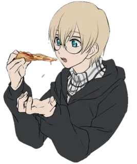 🍕 96c17b45 Anime, Pizza, Comiendo, Chico, Rubio, Gafas telegram sticker