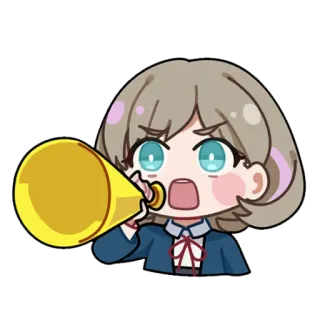 📢 9cd8225e Anime, Chibi, Dziewczyna, Megafon, Krzycząca, Kreskówka, Słodkie telegram sticker