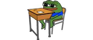 🏫 2a8945f3 Pepe the Frog frog, meme, sad, desk, school telegram sticker