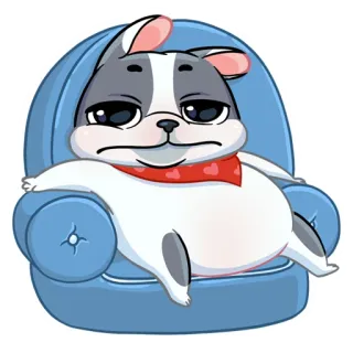 😐 45b0289b pies, kreskówka, zwierzę, krzesło, zwierzak, relaks telegram sticker