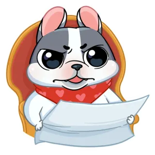 😡 68f31304 pies, kreskówka, zwierzę, zwierzę domowe, krzesło, czytanie, słodki telegram sticker