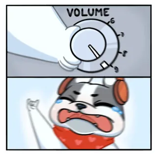 🎧 cda72391 VOLUME głośność, pies, płacz, słuchawki, muzyka telegram sticker