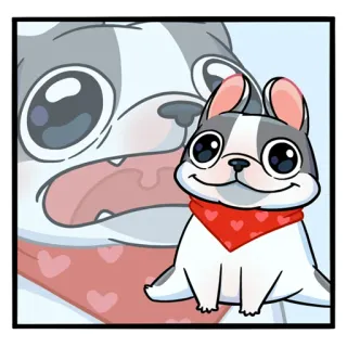 😐 d30a1fde pies, szczeniak, słodki, zwierzę, kreskówka, ilustracja, zwierzak, buldog francuski telegram sticker