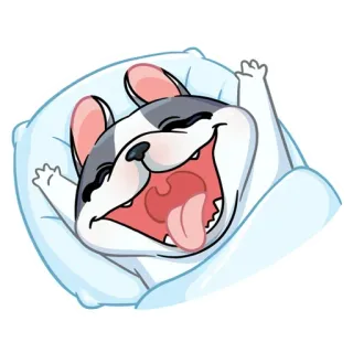 🛌 49c2b4f8 chó, ngủ, gối, dễ thương, vui vẻ, hoạt hình, động vật telegram sticker