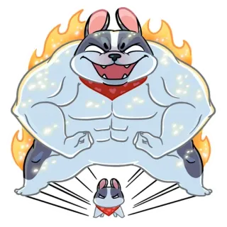 💪 4dcdcb69 chó, cơ bắp, hoạt hình, lửa, khỏe, thú cưng, động vật telegram sticker