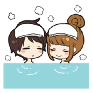 🛀 31727e2d คู่, อาบน้ำ, ออนเซ็น, น่ารัก, ผ่อนคลาย, ความสัมพันธ์, สปา telegram sticker