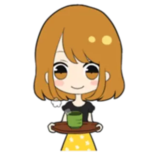 ☕ 3fa29fe7 อนิเมะ, ผู้หญิง, ชา, น่ารัก, การ์ตูน, เสิร์ฟ telegram sticker