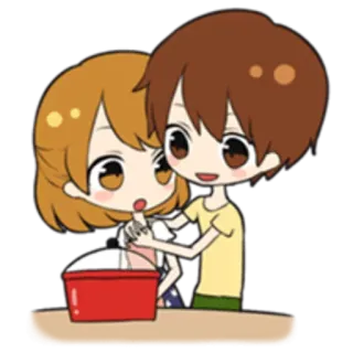 😯 e1cc8dc5 การ์ตูน, ทำอาหาร, น่ารัก, คู่รัก, ห้องครัว, อบ, ภาพเคลื่อนไหว telegram sticker