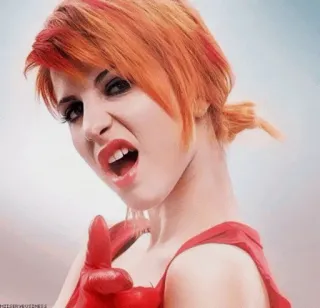 🌀 07df3420 女人, 人, 红发, 手套, 肖像 telegram sticker