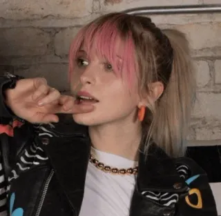 🌀 7e2ae251 Hayley Williams 女人, 歌手, 粉色头发, 马尾辫, 肖像 telegram sticker