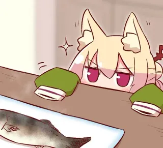 😑 f05a3626 anime, gato, comida, pez telegram sticker