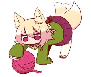 🧶 023919ca anime, cartoon, cute, catgirl, cat, animal telegram sticker
