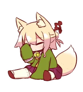 😪 283b2cbd anime, fox girl, cute, chibi, kawaii, animal ears, Kemonomimi, sleepy telegram sticker
