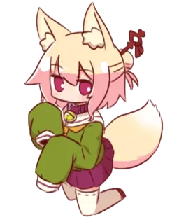 😉 5198d089 anime, fox, kemonomimi, cute, kawaii, girl, animal telegram sticker