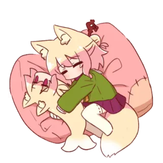 😴 be5d2ffc anime, cute, kawaii, sleep, sleepy, furry, animal, hug telegram sticker