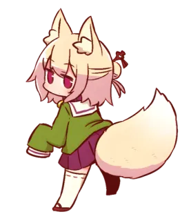 🦊 da03b1fe anime, chibi, fox, cute, kawaii, character, animal ears, kemonomimi telegram sticker