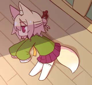 😔 e53de196 anime, cartoon, cute, fox, kawaii telegram sticker