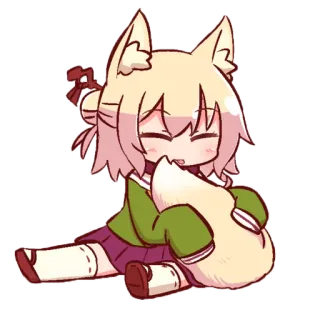 😆 e5c2dc51 anime, kawaii, cute, fox girl, chibi telegram sticker