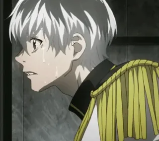 🥀 59014331 Anime, Chico, Llorando, Triste, Pelo blanco, Uniforme telegram sticker