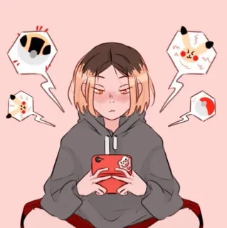 🐱 64599b64 Kenma Kozume Haikyuu!! อนิเมะ, มังงะ, ไฮคิว!!, เคนมะ, วิดีโอเกม telegram sticker