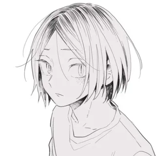 🐱 99a159a6 Kozume Kenma Haikyuu!! อนิเมะ, มังงะ, Haikyuu, Kozume Kenma, ตัวละคร, ภาพวาด, ขาวดำ telegram sticker