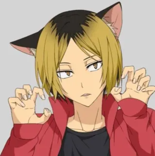 🐱 d09b93b4 Kenma Kozume Haikyuu!! อนิเมะ, ไฮคิว, หูแมว, เคนมะ, เคนมะ โคซุเมะ telegram sticker